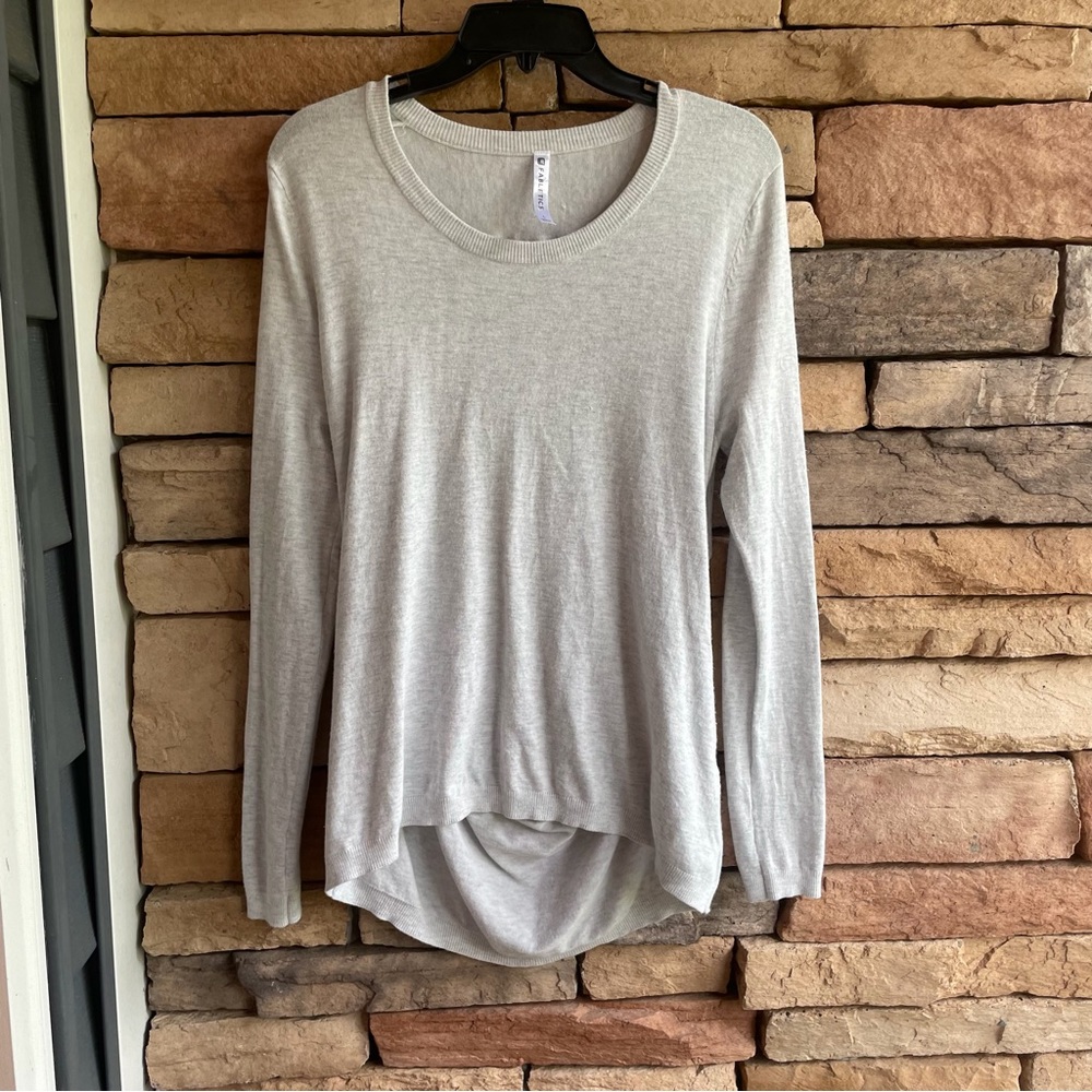 Fabletics Light Gray Thin Knit Open Back Sweater … - image 1
